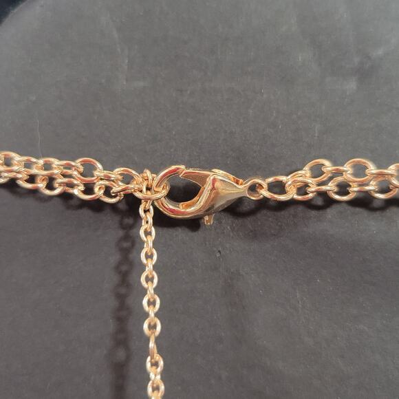 Rose Gold Tone Statement Necklace Filigree Beaded Fringe 16" +3" Extender - Picture 6 of 15